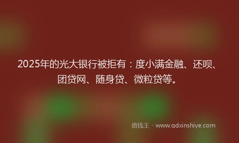 2025年的光大银行被拒有：度小满金融、还呗、团贷网、随身贷、微粒贷等。