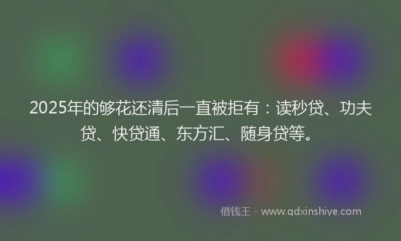 2025年的够花还清后一直被拒有：读秒贷、功夫贷、快贷通、东方汇、随身贷等。