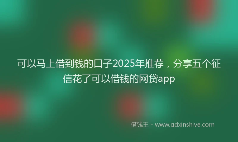 可以马上借到钱的口子2025年推荐，分享五个征信花了可以借钱的网贷app