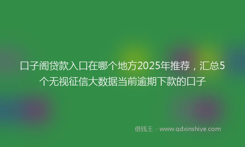 口子阁贷款入口在哪个地方2025年推荐，汇总5个无视征信大数据当前逾期下款的口子