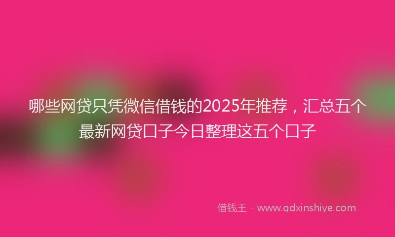 哪些网贷只凭微信借钱的2025年推荐，汇总五个最新网贷口子今日整理这五个口子