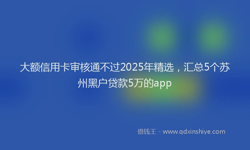 大额信用卡审核通不过2025年精选，汇总5个苏州黑户贷款5万的app