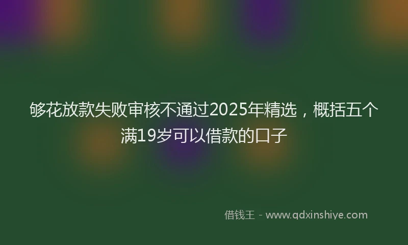 够花放款失败审核不通过2025年精选，概括五个满19岁可以借款的口子
