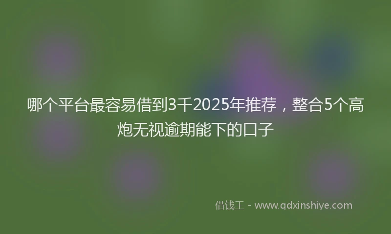 哪个平台最容易借到3千2025年推荐，整合5个高炮无视逾期能下的口子