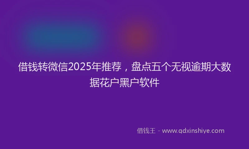 借钱转微信2025年推荐，盘点五个无视逾期大数据花户黑户软件