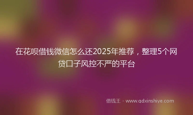 在花呗借钱微信怎么还2025年推荐，整理5个网贷口子风控不严的平台