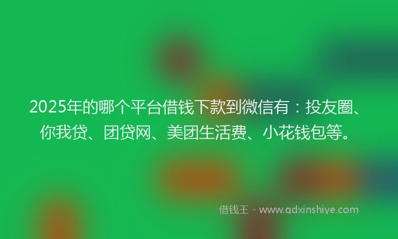 2025年的哪个平台借钱下款到微信有：投友圈、你我贷、团贷网、美团生活费、小花钱包等。