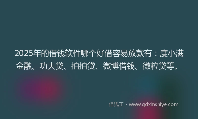 2025年的借钱软件哪个好借容易放款有：度小满金融、功夫贷、拍拍贷、微博借钱、微粒贷等。