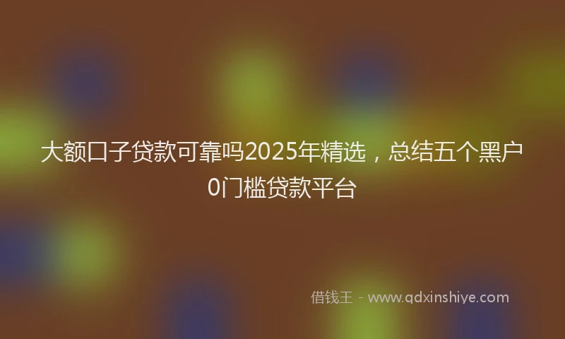 大额口子贷款可靠吗2025年精选，总结五个黑户0门槛贷款平台