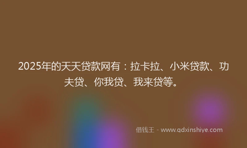 2025年的天天贷款网有：拉卡拉、小米贷款、功夫贷、你我贷、我来贷等。