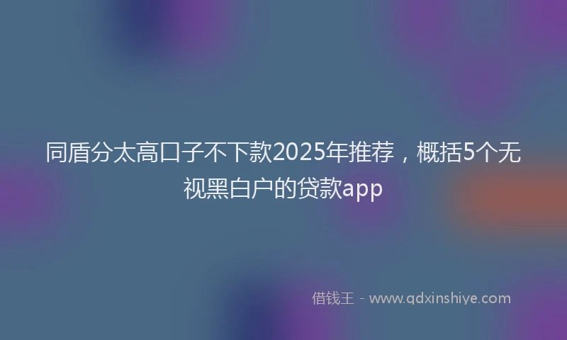 同盾分太高口子不下款2025年推荐，概括5个无视黑白户的贷款app