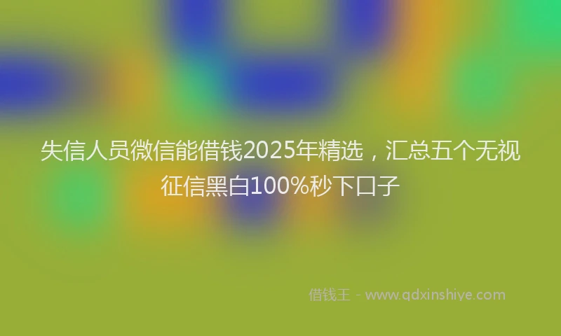 失信人员微信能借钱2025年精选，汇总五个无视征信黑白100%秒下口子
