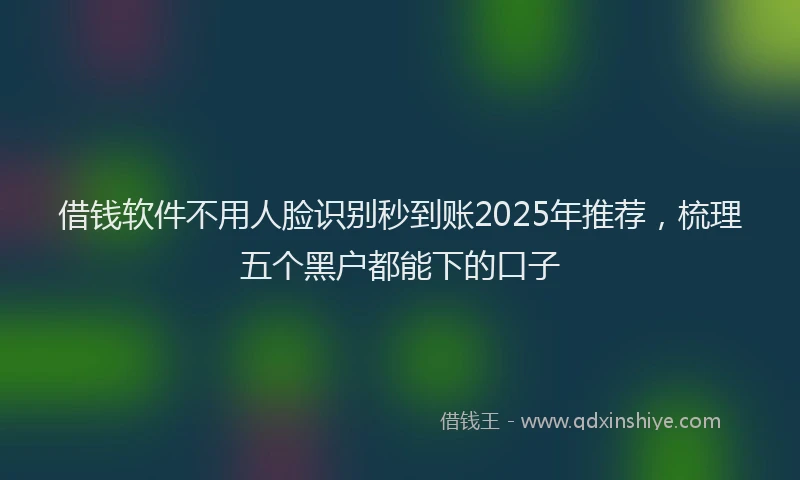 借钱软件不用人脸识别秒到账2025年推荐，梳理五个黑户都能下的口子