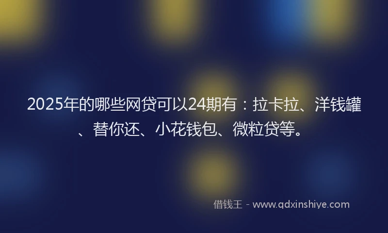 2025年的哪些网贷可以24期有：拉卡拉、洋钱罐、替你还、小花钱包、微粒贷等。