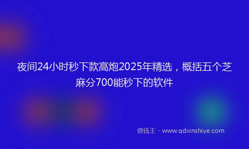 夜间24小时秒下款高炮2025年精选，概括五个芝麻分700能秒下的软件