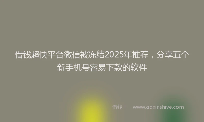 借钱超快平台微信被冻结2025年推荐，分享五个新手机号容易下款的软件