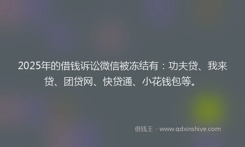 2025年的借钱诉讼微信被冻结有：功夫贷、我来贷、团贷网、快贷通、小花钱包等。