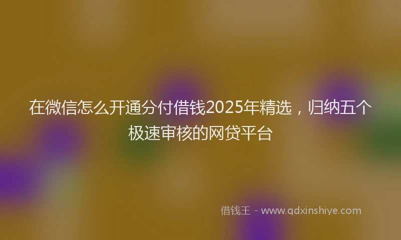 在微信怎么开通分付借钱2025年精选，归纳五个极速审核的网贷平台