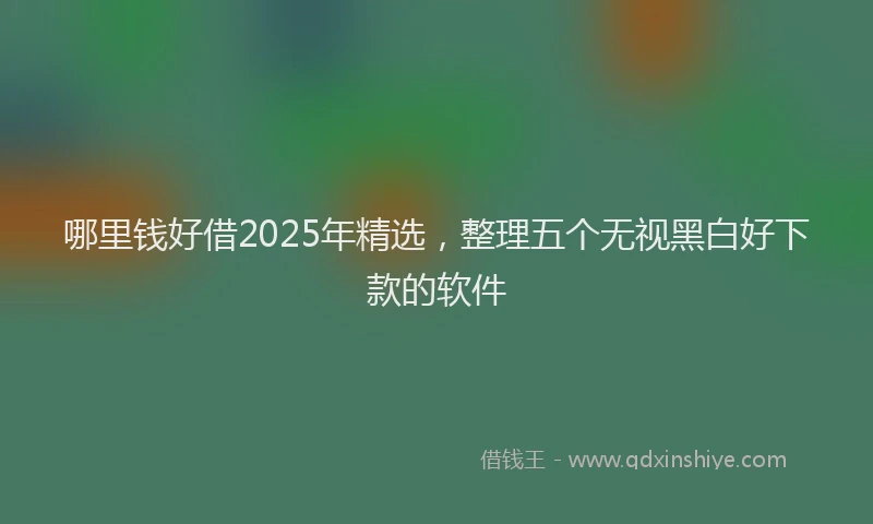 哪里钱好借2025年精选，整理五个无视黑白好下款的软件