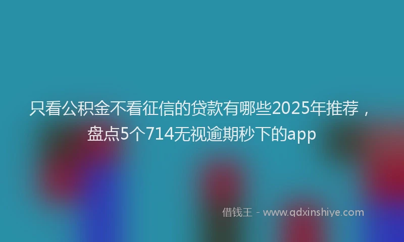 只看公积金不看征信的贷款有哪些2025年推荐，盘点5个714无视逾期秒下的app