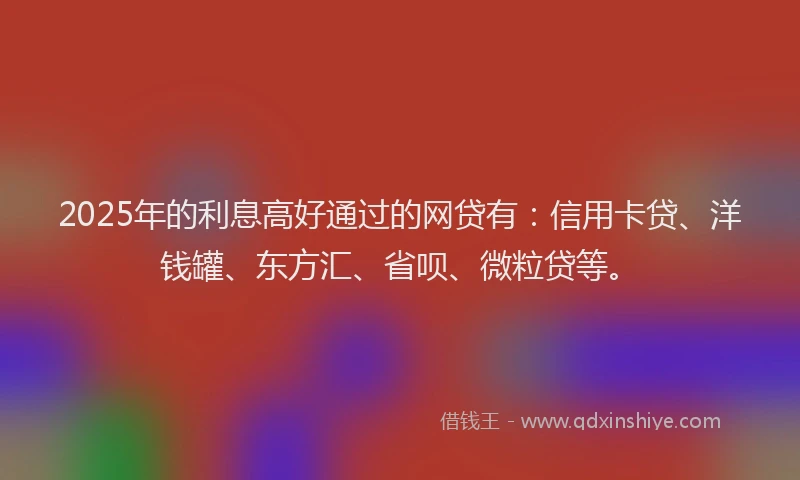 2025年的利息高好通过的网贷有：信用卡贷、洋钱罐、东方汇、省呗、微粒贷等。