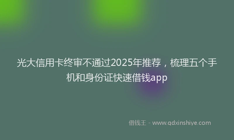 光大信用卡终审不通过2025年推荐，梳理五个手机和身份证快速借钱app