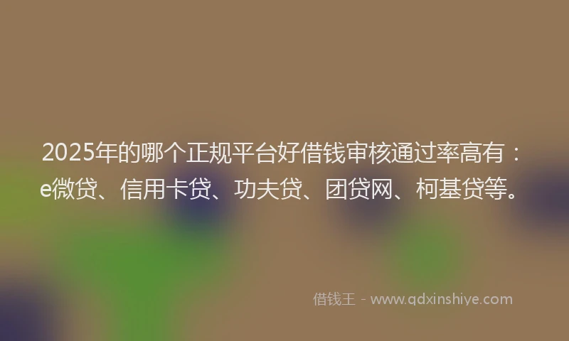 2025年的哪个正规平台好借钱审核通过率高有：e微贷、信用卡贷、功夫贷、团贷网、柯基贷等。