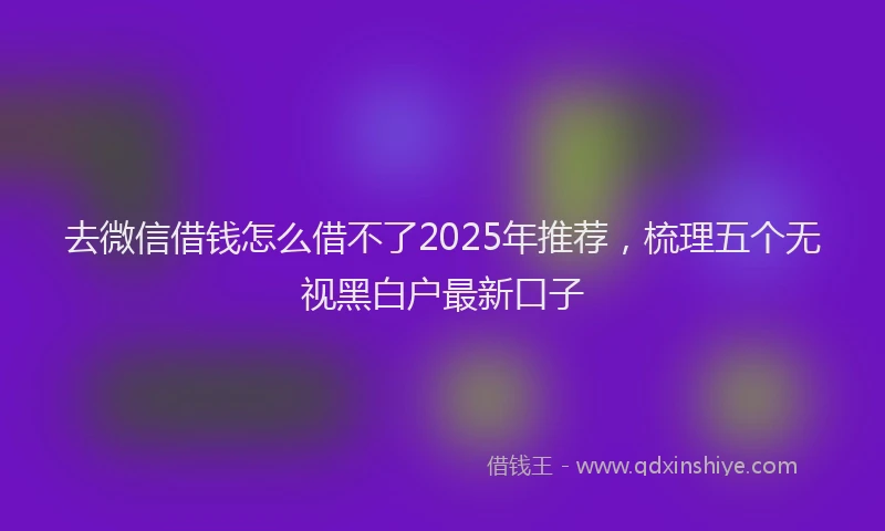 去微信借钱怎么借不了2025年推荐，梳理五个无视黑白户最新口子