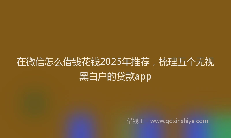 在微信怎么借钱花钱2025年推荐，梳理五个无视黑白户的贷款app