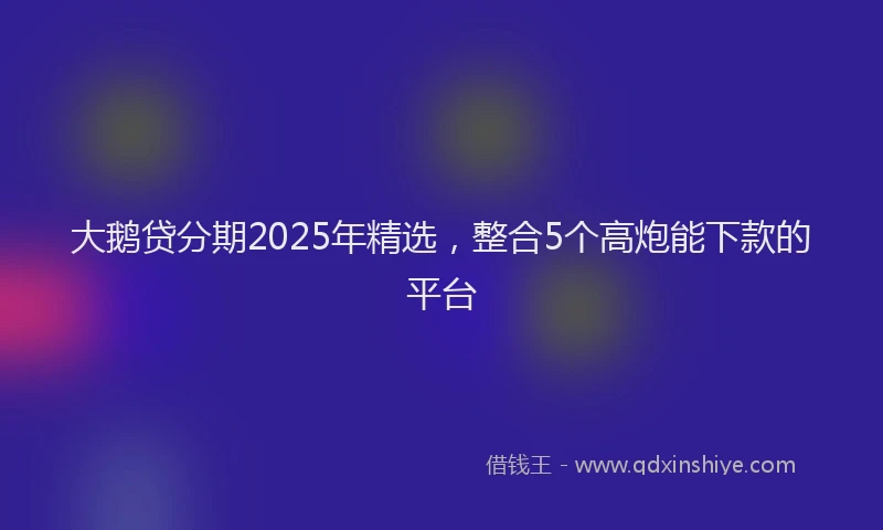 大鹅贷分期2025年精选，整合5个高炮能下款的平台