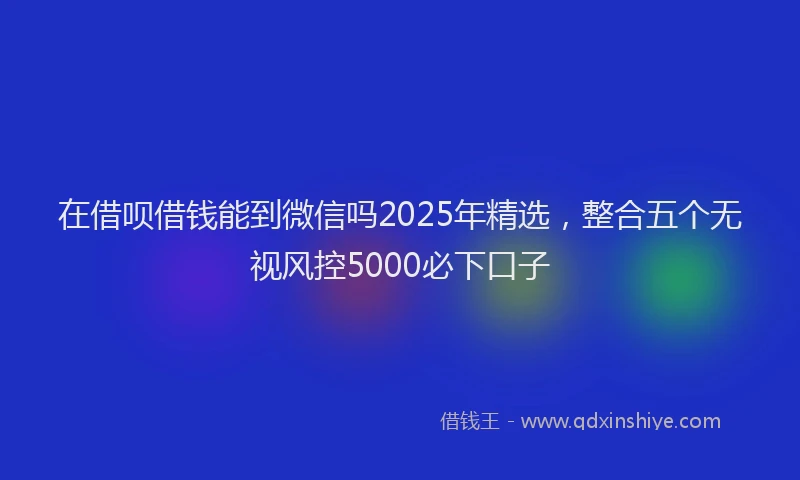 在借呗借钱能到微信吗2025年精选，整合五个无视风控5000必下口子