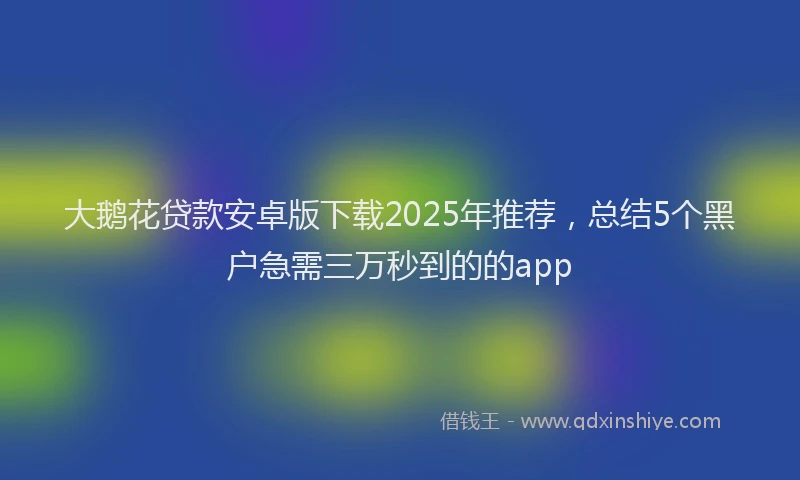 大鹅花贷款安卓版下载2025年推荐，总结5个黑户急需三万秒到的的app