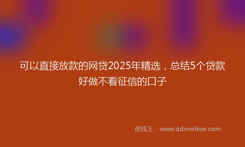 可以直接放款的网贷2025年精选，总结5个贷款好做不看征信的口子