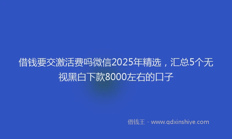 借钱要交激活费吗微信2025年精选，汇总5个无视黑白下款8000左右的口子