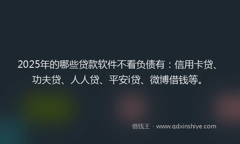 2025年的哪些贷款软件不看负债有：信用卡贷、功夫贷、人人贷、平安i贷、微博借钱等。