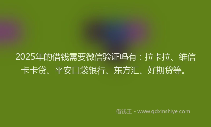 2025年的借钱需要微信验证吗有：拉卡拉、维信卡卡贷、平安口袋银行、东方汇、好期贷等。