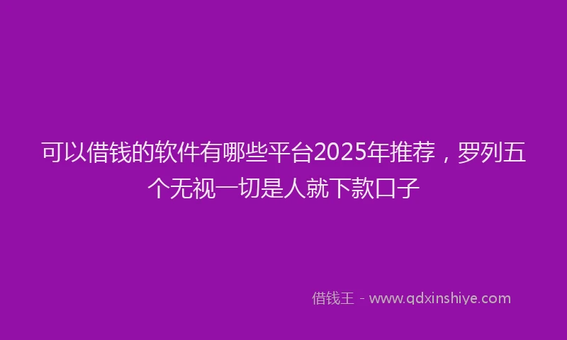 可以借钱的软件有哪些平台2025年推荐，罗列五个无视一切是人就下款口子