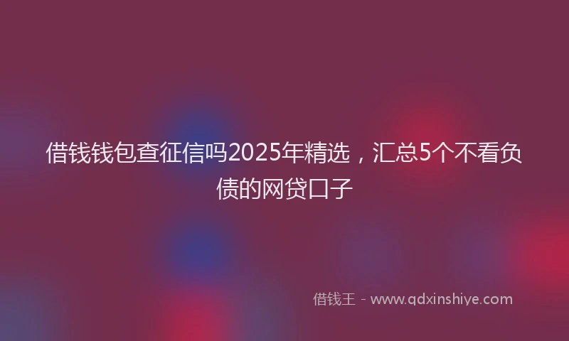 借钱钱包查征信吗2025年精选，汇总5个不看负债的网贷口子