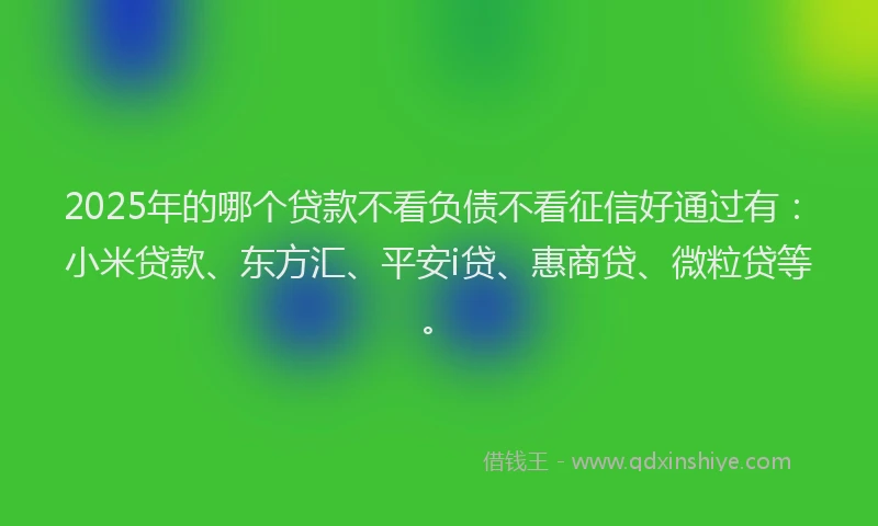 2025年的哪个贷款不看负债不看征信好通过有：小米贷款、东方汇、平安i贷、惠商贷、微粒贷等。