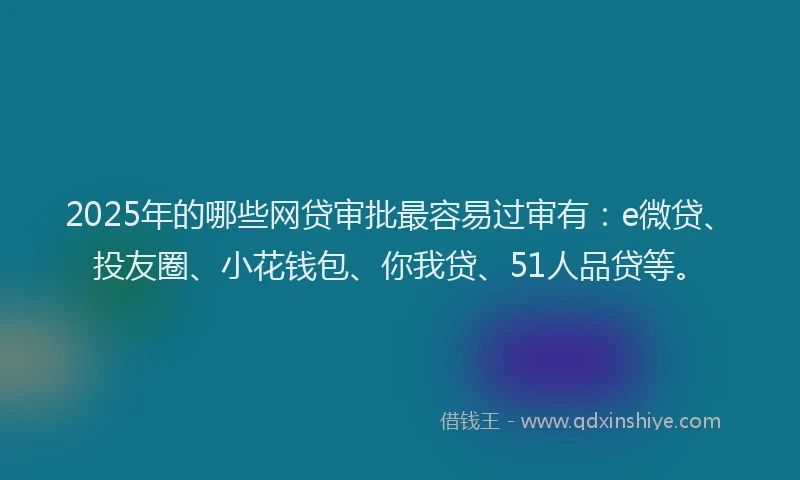 2025年的哪些网贷审批最容易过审有：e微贷、投友圈、小花钱包、你我贷、51人品贷等。