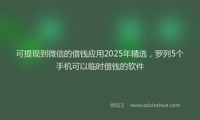 可提现到微信的借钱应用2025年精选，罗列5个手机可以临时借钱的软件