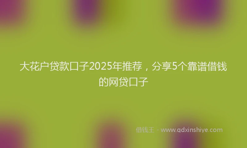大花户贷款口子2025年推荐，分享5个靠谱借钱的网贷口子