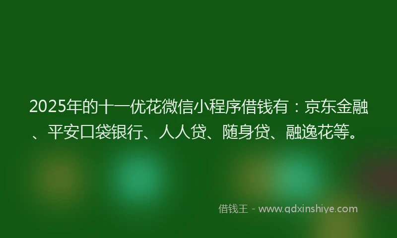 2025年的十一优花微信小程序借钱有：京东金融、平安口袋银行、人人贷、随身贷、融逸花等。