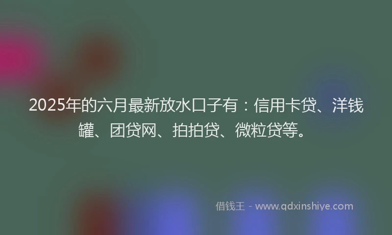 2025年的六月最新放水口子有：信用卡贷、洋钱罐、团贷网、拍拍贷、微粒贷等。