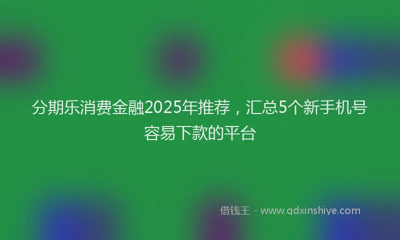 分期乐消费金融2025年推荐，汇总5个新手机号容易下款的平台