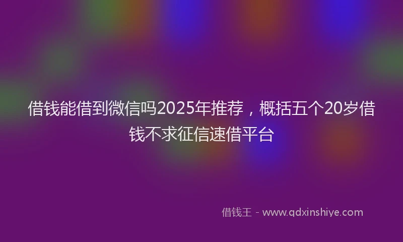 借钱能借到微信吗2025年推荐，概括五个20岁借钱不求征信速借平台