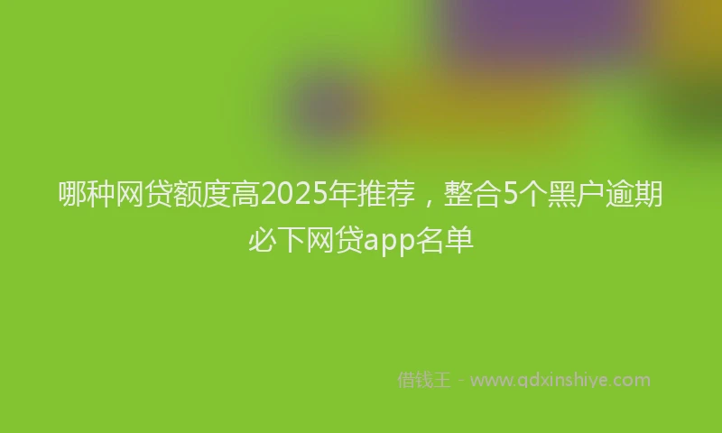 哪种网贷额度高2025年推荐，整合5个黑户逾期必下网贷app名单