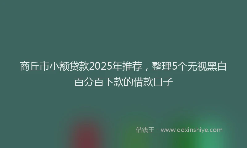 商丘市小额贷款2025年推荐，整理5个无视黑白百分百下款的借款口子
