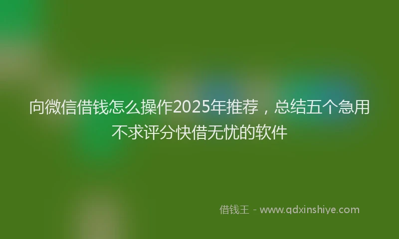 向微信借钱怎么操作2025年推荐，总结五个急用不求评分快借无忧的软件