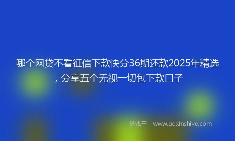 哪个网贷不看征信下款快分36期还款2025年精选，分享五个无视一切包下款口子